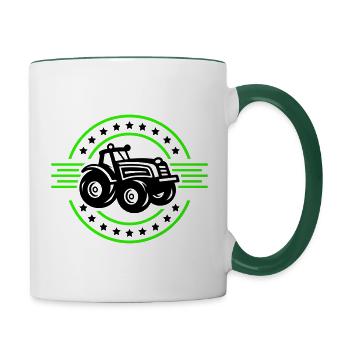 Tracteur Agriculteur Silhouette Agriculteur - Mug contrasté - blanc/vert foncé - Droite