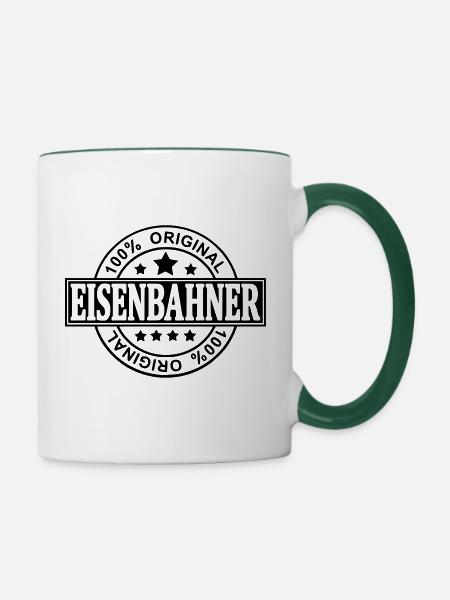Eisenbahner - Tasse zweifarbig - Weiß/Dunkelgrün