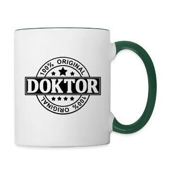 Doktor - Tasse zweifarbig - Weiß/Dunkelgrün - Rechts