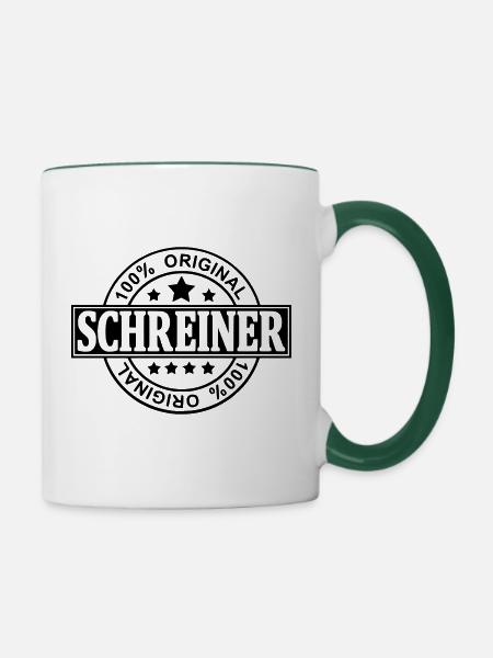 Schreiner - Tasse zweifarbig - Weiß/Dunkelgrün