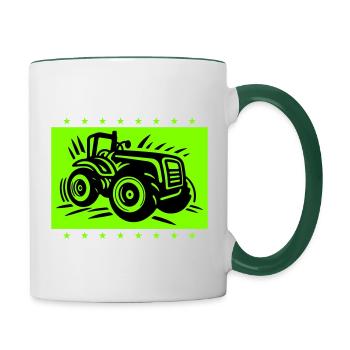 Tracteur Agriculteur Agriculteur Icône - Mug contrasté - blanc/vert foncé - Droite