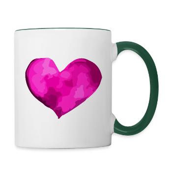Symbole du coeur amour amoureux - Mug contrasté - blanc/vert foncé - Droite