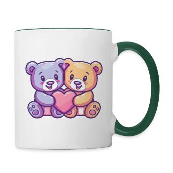 Bear Couple Love Couple In Love - Contrasting Mug - white/dark green - Right
