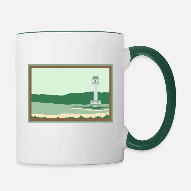 Leuchtturm Friedrichsort - Tasse zweifarbig - Weiß/Dunkelgrün