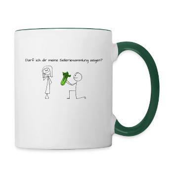 Darf ich dir meine Selleriesammlung zeigen? - Tasse zweifarbig - Weiß/Dunkelgrün - Rechts