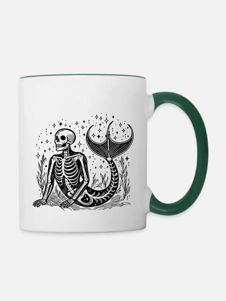 Sternzeichen Wassermann Skelett - Tasse zweifarbig - Weiß/Dunkelgrün