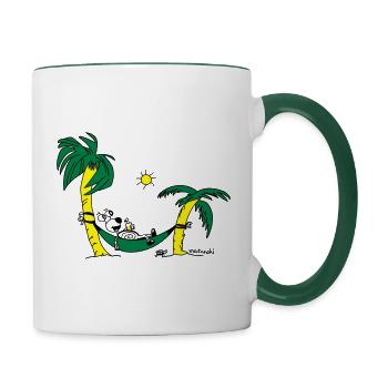 Matrechi frissonne sur la balançoire du palmier - Mug contrasté - blanc/vert foncé - Droite