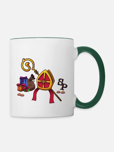 Sinterklaas Elemente - Tasse zweifarbig - Weiß/Dunkelgrün