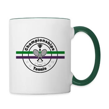 Championships Tennis Winner Ball Racket Cup Design - Contrasting Mug - white/dark green - Right