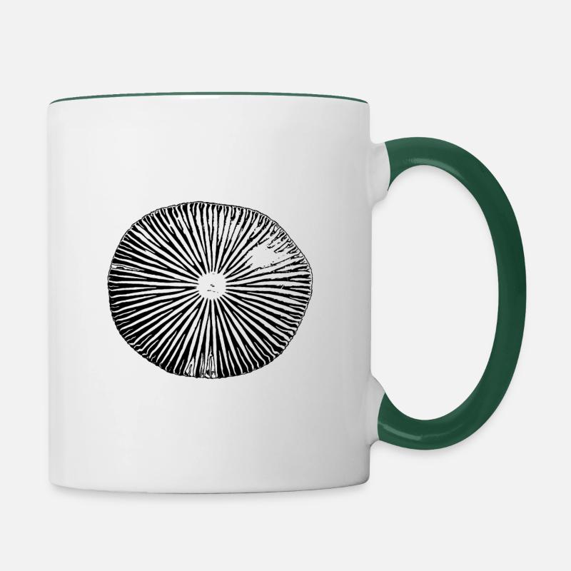 Minimal mushroom spore - Contrasting Mug - white/dark green