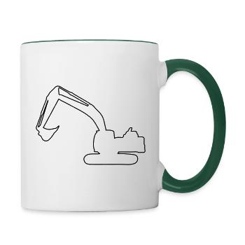 Bagger Kettenbagger 30t Baustelle Tiefbau Aushub - Tasse zweifarbig - Weiß/Dunkelgrün - Rechts