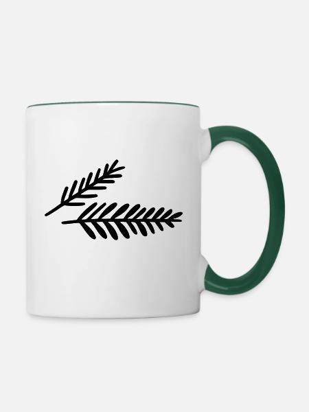 Tannenzweige - Tasse zweifarbig - Weiß/Dunkelgrün