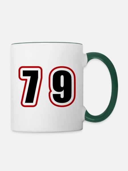 79 Zahl College - Tasse zweifarbig - Weiß/Dunkelgrün