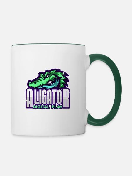 Alligator Digitale Kunst - Tasse zweifarbig - Weiß/Dunkelgrün