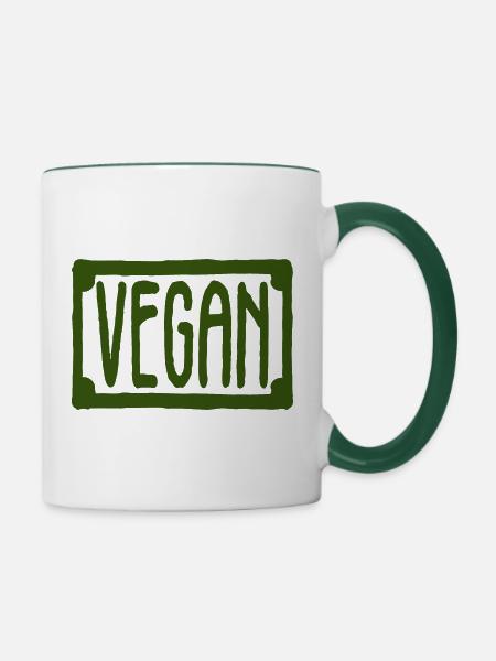 veganer Tierschützer - Tasse zweifarbig - Weiß/Dunkelgrün