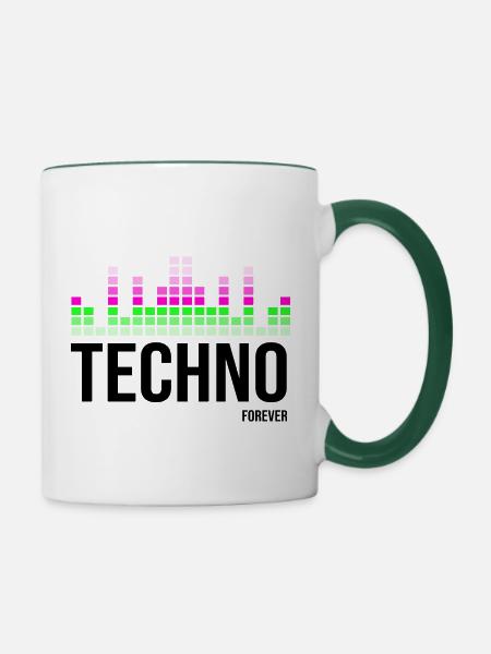 Techno-Musik - Tasse zweifarbig - Weiß/Dunkelgrün