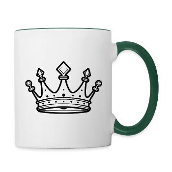 Krone Symbol Silhouette - Tasse zweifarbig - Weiß/Dunkelgrün - Rechts