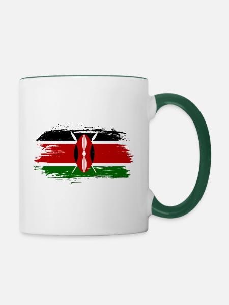 Kenia Fahne Flagge - Tasse zweifarbig - Weiß/Dunkelgrün
