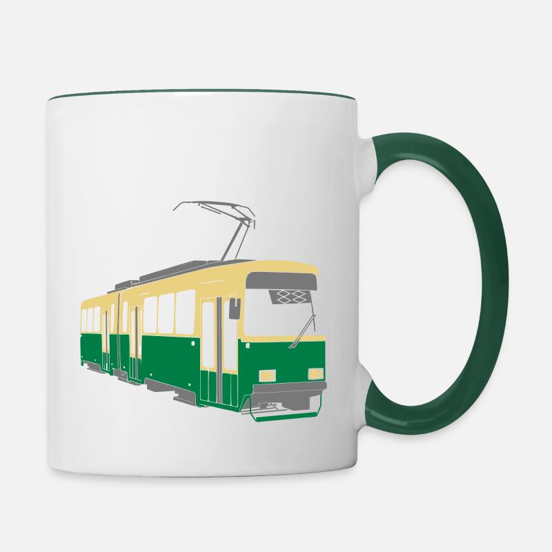 Tramway d'Helsinki - Mug contrasté - blanc/vert foncé
