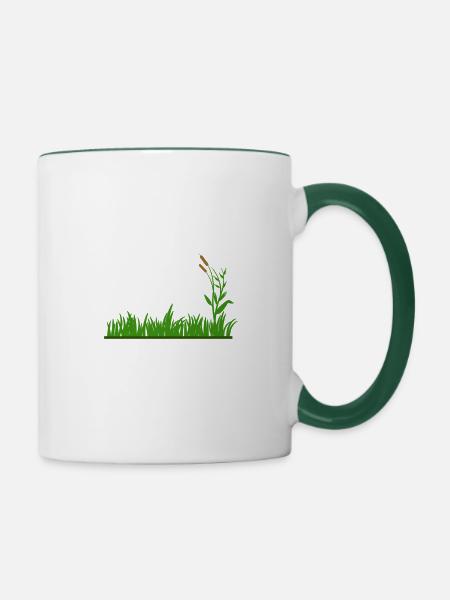 Wiese - Tasse zweifarbig - Weiß/Dunkelgrün