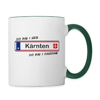 Kärnten - do bin i her - do bin i dahoam - Tasse zweifarbig - Weiß/Dunkelgrün - Rechts