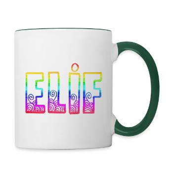 elif rs regenbogen - Tasse zweifarbig - Weiß/Dunkelgrün - Rechts