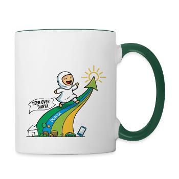 Deen über Dunya 2 - Tasse zweifarbig - Weiß/Dunkelgrün - Rechts