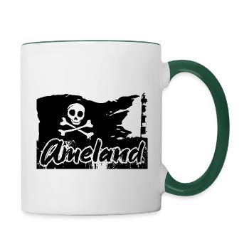 Ameland Pirat Wiederholungstäter - Tasse zweifarbig - Weiß/Dunkelgrün - Rechts