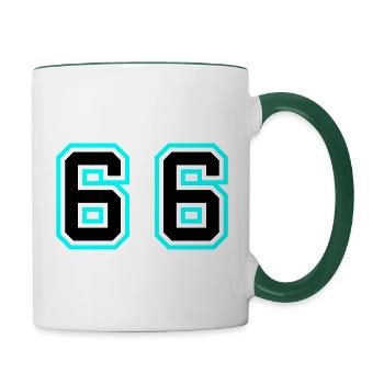66 Zahl Symbol - Tasse zweifarbig - Weiß/Dunkelgrün - Rechts
