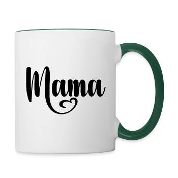 Mama Grafik Shirt mit Herz - Tasse zweifarbig - Weiß/Dunkelgrün - Rechts