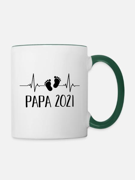 Papa 2021 - Tasse zweifarbig - Weiß/Dunkelgrün