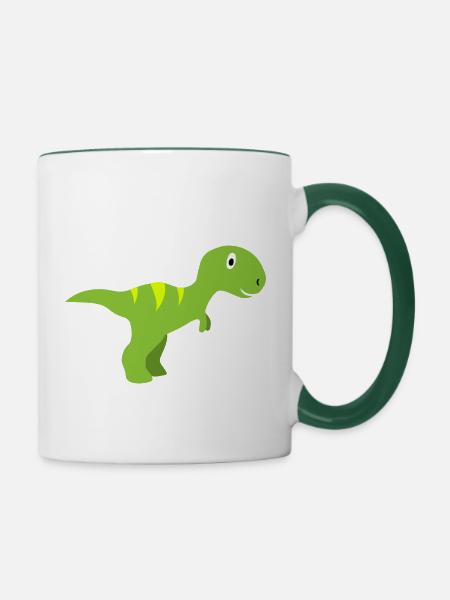 Dinosaurier-Zubehör - Tasse zweifarbig - Weiß/Dunkelgrün
