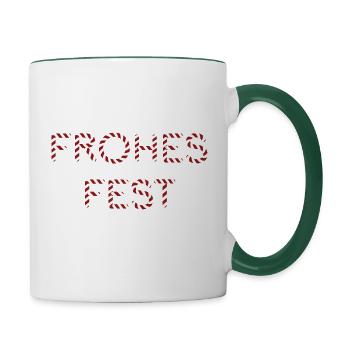 Frohes Fest Schriftzug Zuckerstange - Tasse zweifarbig - Weiß/Dunkelgrün - Rechts