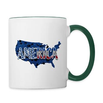 USA Karte Glitter - Tasse zweifarbig - Weiß/Dunkelgrün - Rechts