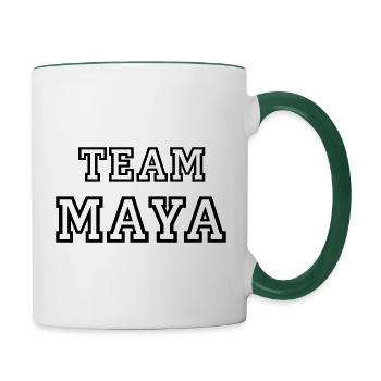TEAM MAYA Hundename Hündin TeamTrikot - Tasse zweifarbig - Weiß/Dunkelgrün - Rechts