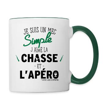 I am a simple guy I like hunting and aperitif - Contrasting Mug - white/dark green - Right