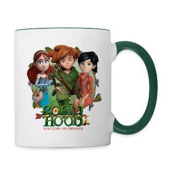 Robin des Bois Marian et Scarlett Photo de groupe - Mug contrasté - blanc/vert foncé - Droite