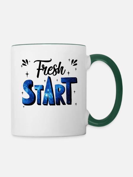 Neuanfang - Tasse zweifarbig - Weiß/Dunkelgrün
