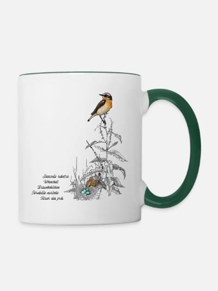 Braunkehlchen - Tasse zweifarbig - Weiß/Dunkelgrün