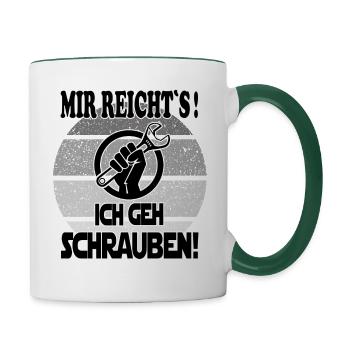Automechaniker Schrauben KFZ Mechaniker - Tasse zweifarbig - Weiß/Dunkelgrün - Rechts