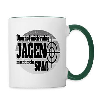 Autofahrer Raser Schnell fahren - Tasse zweifarbig - Weiß/Dunkelgrün - Rechts