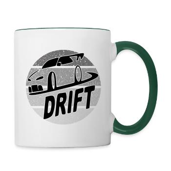 Sprüche Autofahrer Drift Drifting - Tasse zweifarbig - Weiß/Dunkelgrün - Rechts