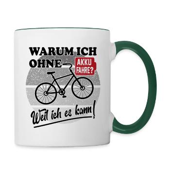 Elektro Fahrrad E Bike Fahrrad Akku - Tasse zweifarbig - Weiß/Dunkelgrün - Rechts
