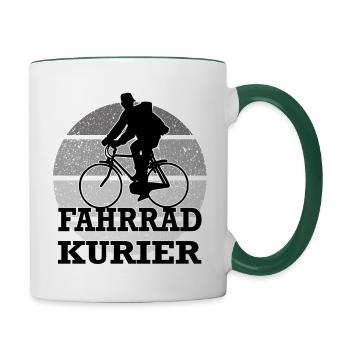 Fahrradfahrer Fahrradkurier - Tasse zweifarbig - Weiß/Dunkelgrün - Rechts