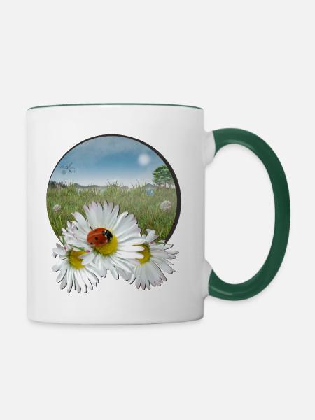 Sommerwiese - Tasse zweifarbig - Weiß/Dunkelgrün