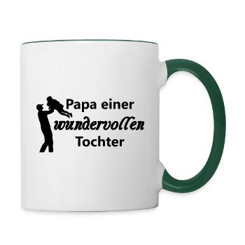 Papa einer wundervollen Tochter - Tasse zweifarbig - Weiß/Dunkelgrün - Rechts