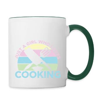 Just A Girl Who Loves Cooking Sous Gourmet Chef Co - Contrasting Mug - white/dark green - Right
