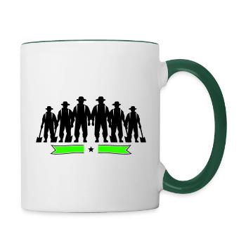 Silhouette de fermier Bauer - Mug contrasté - blanc/vert foncé - Droite
