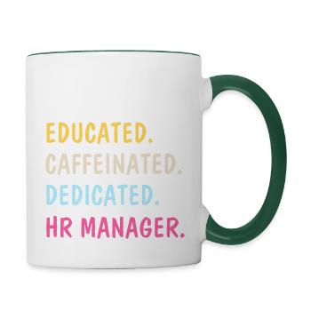 HR Manager Coffee Lover Funny Saying - Contrasting Mug - white/dark green - Right
