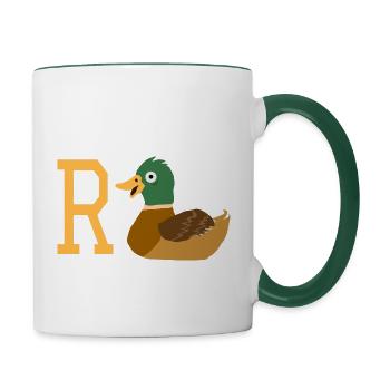 R Ente Rente lustig Ruhestand Rentnerin Rentner - Tasse zweifarbig - Weiß/Dunkelgrün - Rechts